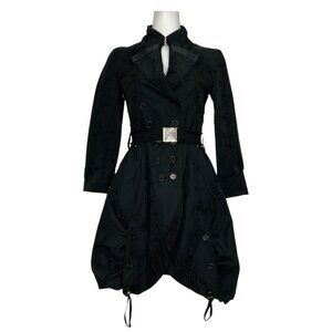 Ciao Milano Coat S Black Floral Double Breasted Ruffle Belted Gothic Victorian